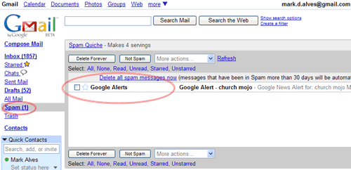 Gmail Marks Google Alert As Spam